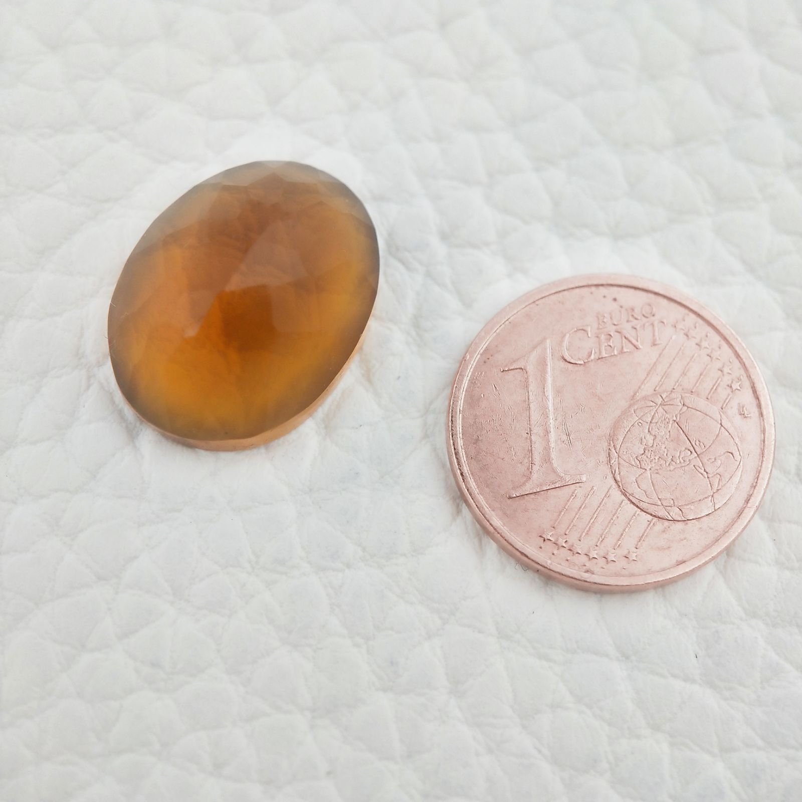 Topazio Citrino Idrotermale Taglio Cupola Ovale Sfaccettata a Mano Gemma Sciolta 16X12X7mm 8,15 Carati 1pz