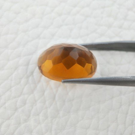 Topazio Citrino Idrotermale Taglio Cupola Ovale Sfaccettata a Mano Gemma Sciolta 18X13X8mm 10,00 Carati 1pz
