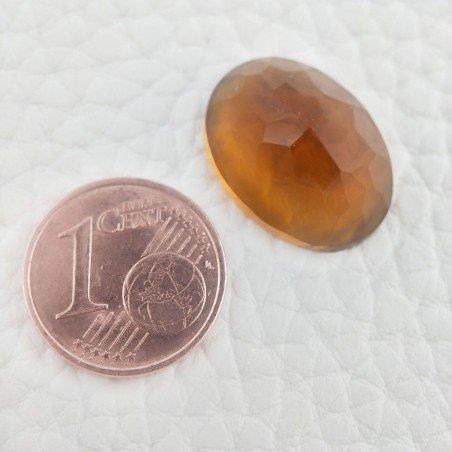 Topazio Citrino Idrotermale Taglio Cupola Ovale Sfaccettata a Mano Gemma Sciolta 17X13X8mm 11,00 Carati 1pz