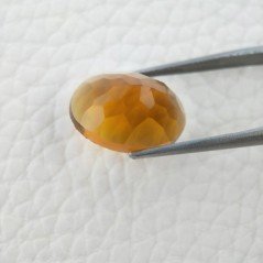 Topazio Citrino Idrotermale Taglio Cupola Ovale Sfaccettata a Mano Gemma Sciolta 17X13X8mm 11,00 Carati 1pz