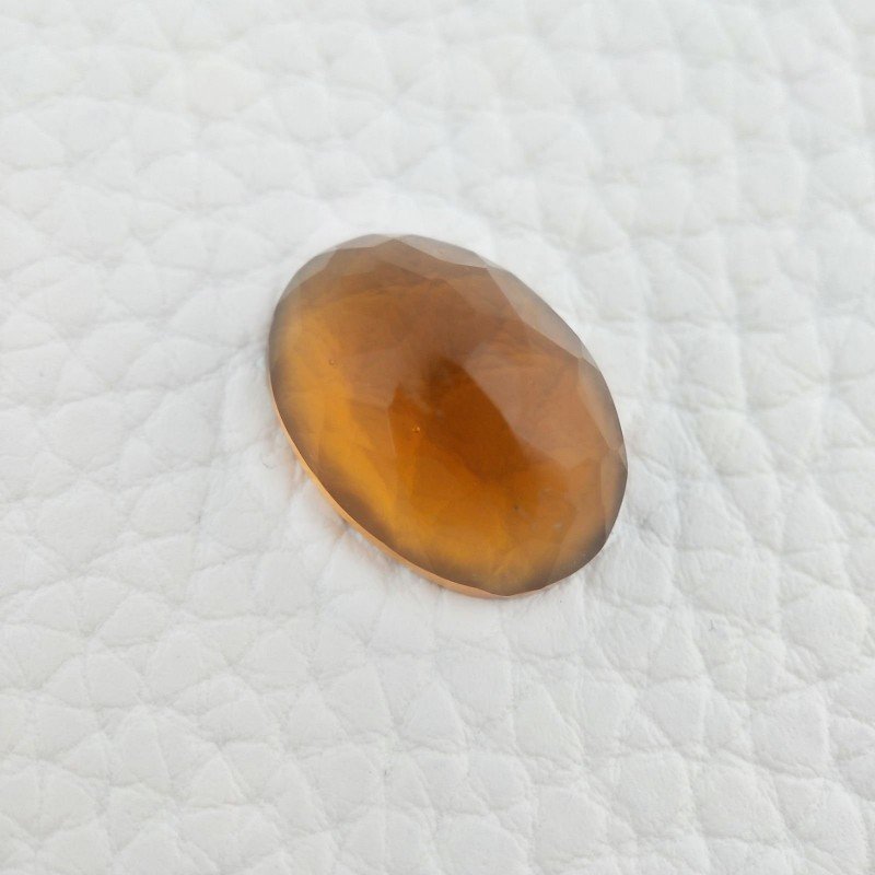 Topazio Citrino Idrotermale Taglio Cupola Ovale Sfaccettata a Mano Gemma Sciolta 17X12X7mm 10,00 Carati 1pz