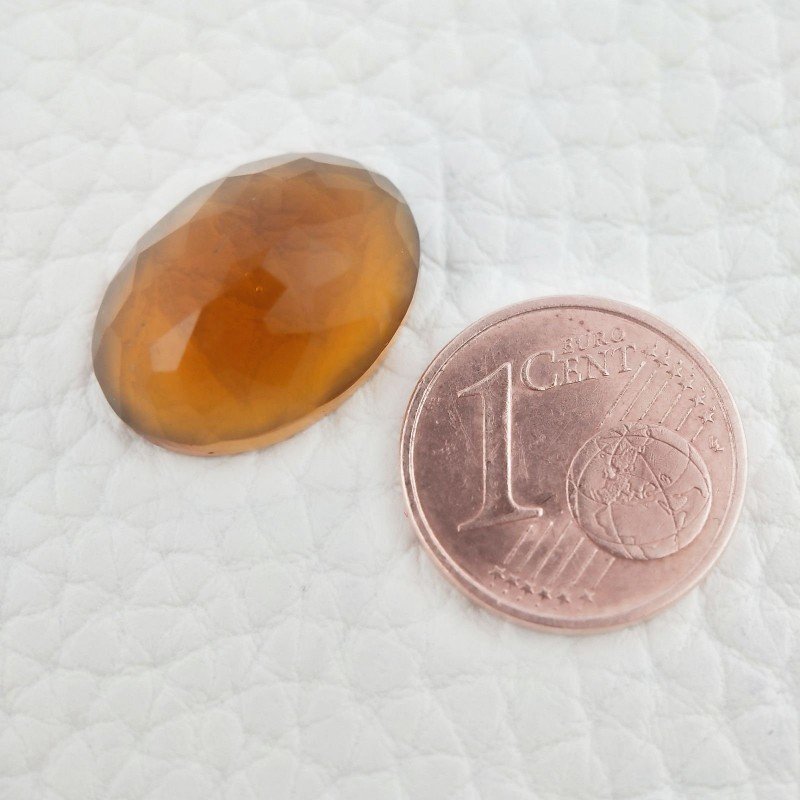 Topazio Citrino Idrotermale Taglio Cupola Ovale Sfaccettata a Mano Gemma Sciolta 17X12X7mm 10,00 Carati 1pz