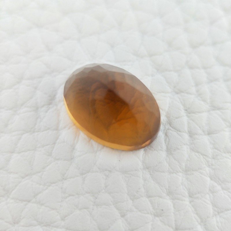Topazio Citrino Idrotermale Taglio Cupola Ovale Sfaccettata a Mano Gemma Sciolta 13X9X8mm 6,10 Carati 1pz