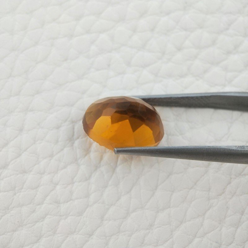 Topazio Citrino Idrotermale Taglio Cupola Ovale Sfaccettata a Mano Gemma Sciolta 13X9X8mm 6,10 Carati 1pz