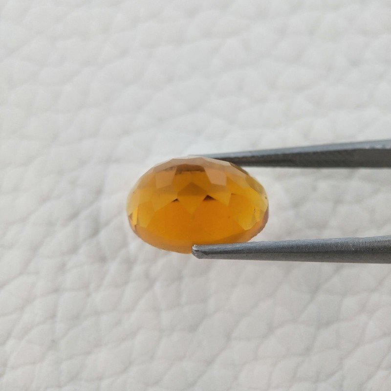 Topazio Citrino Idrotermale Taglio Cupola Ovale Sfaccettata a Mano Gemma Sciolta 13X9X8mm 6,10 Carati 1pz