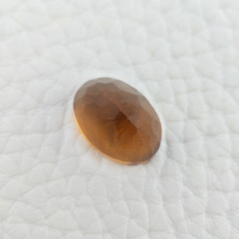 Topazio Citrino Idrotermale Taglio Cupola Ovale Sfaccettata a Mano Gemma Sciolta 14X9X7mm 5,80 Carati 1pz