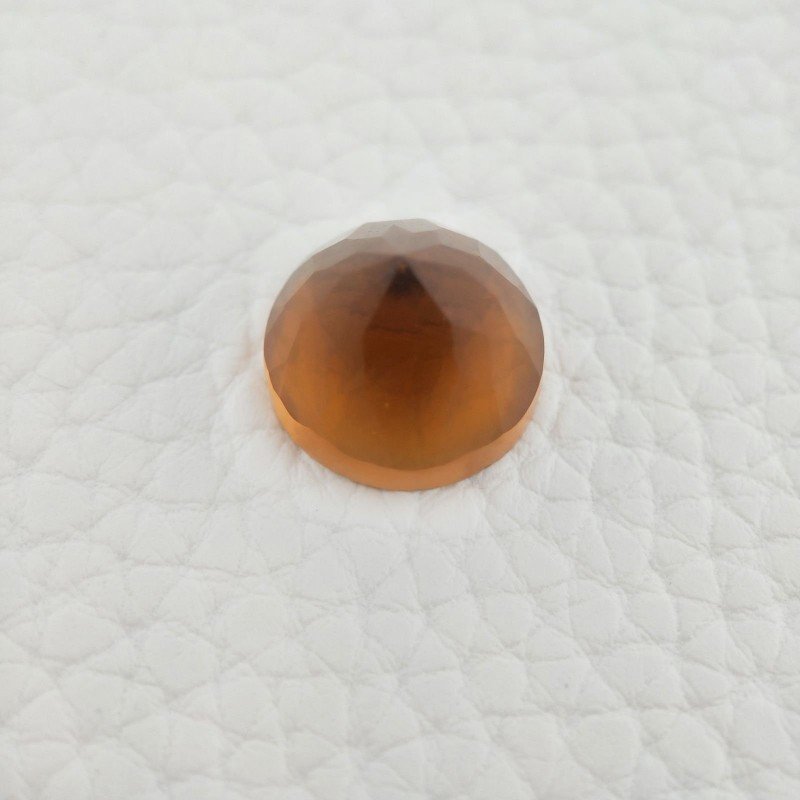 Topazio Citrino Idrotermale Taglio Cupola Tondo Sfaccettata a Mano Gemma Sciolta 13X13X10mm 10,15 Carati 1pz