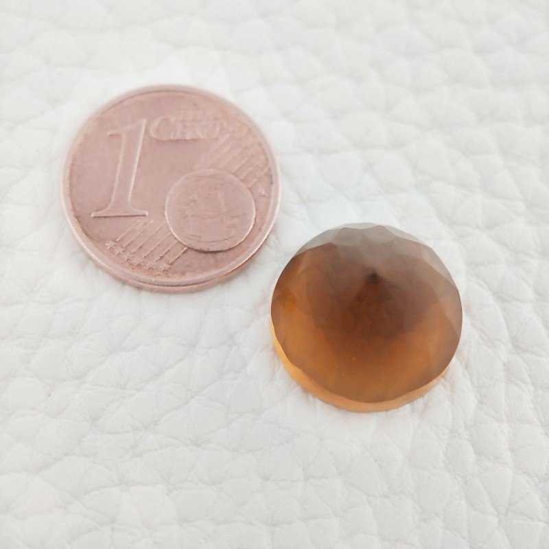 Topazio Citrino Idrotermale Taglio Cupola Tondo Sfaccettata a Mano Gemma Sciolta 13X13X10mm 10,15 Carati 1pz