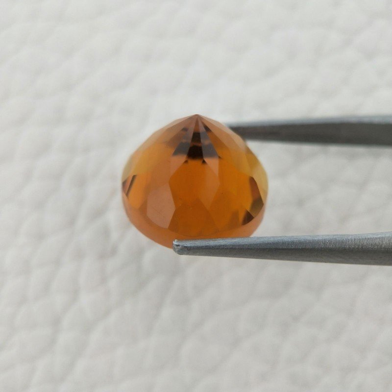 Topazio Citrino Idrotermale Taglio Cupola Tondo Sfaccettata a Mano Gemma Sciolta 13X13X10mm 10,15 Carati 1pz