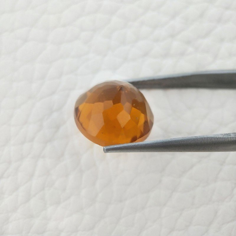 Topazio Citrino Idrotermale Taglio Cupola Tondo Sfaccettata a Mano Gemma Sciolta 13X13X8mm 8,00 Carati 1pz
