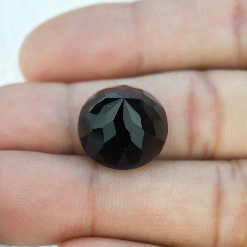 Ametista Viola Scuro Idrotermale Taglio Cupola Tondo Sfaccettata a Mano Gemma Sciolta 15X15X10-11mm 11,00+ Carati 1pz