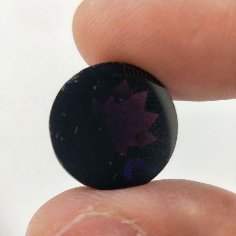 Ametista Viola Scuro Idrotermale Taglio Cupola Tondo Sfaccettata a Mano Gemma Sciolta 15X15X10-11mm 11,00+ Carati 1pz