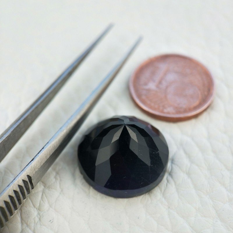 Ametista Viola Scuro Idrotermale Taglio Cupola Tondo Sfaccettata a Mano Gemma Sciolta 16X16X10-11mm 13,00+ Carati 1pz