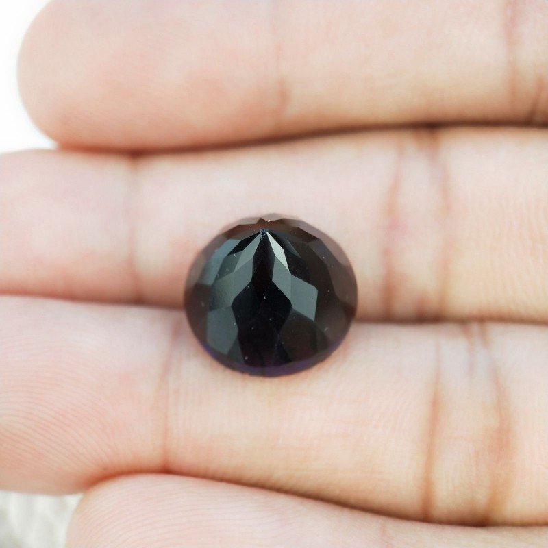 Ametista Viola Scuro Idrotermale Taglio Cupola Tondo Sfaccettata a Mano Gemma Sciolta 13X13X10mm 9,00+ Carati 1pz