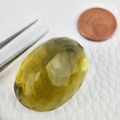 Topazio Limone Idrotermale Taglio Ovale Sfaccettata a Mano Gemma Sciolta 31X22X17mm 76,10 Carati 1pz