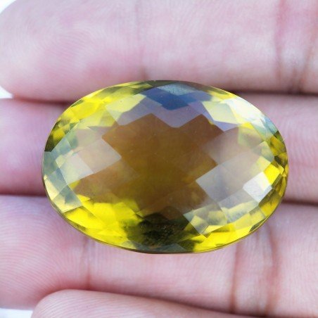 Topazio Limone Idrotermale Taglio Ovale Sfaccettata a Mano Gemma Sciolta 31X22X17mm 76,10 Carati 1pz