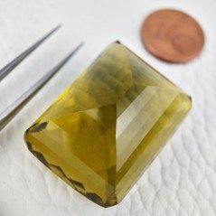 Topazio Limone Idrotermale Taglio Cuscino Sfaccettata a Mano Gemma Sciolta 31X23X18mm 96,95 Carati 1pz