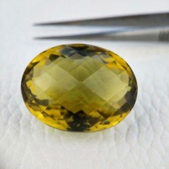 Topazio Limone Idrotermale Taglio Ovale Sfaccettata a Mano Gemma Sciolta 31X24X18mm 78,70 Carati 1pz