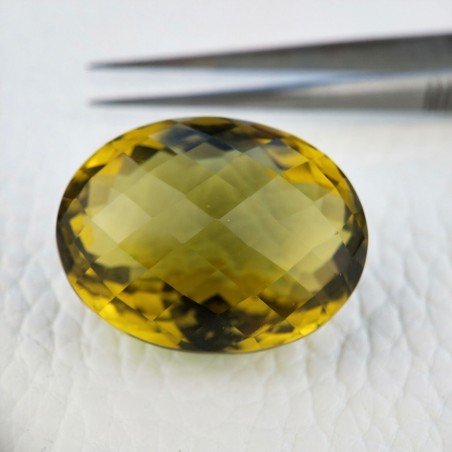 Topazio Limone Idrotermale Taglio Ovale Sfaccettata a Mano Gemma Sciolta 31X24X18mm 78,70 Carati 1pz