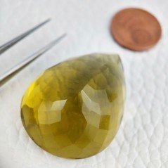 Topazio Limone Idrotermale Taglio Goccia Sfaccettata a Mano Gemma Sciolta 34X25X18mm 82,55 Carati 1pz