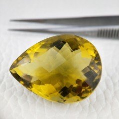 Topazio Limone Idrotermale Taglio Goccia Sfaccettata a Mano Gemma Sciolta 32X24X18mm 73,45 Carati 1pz