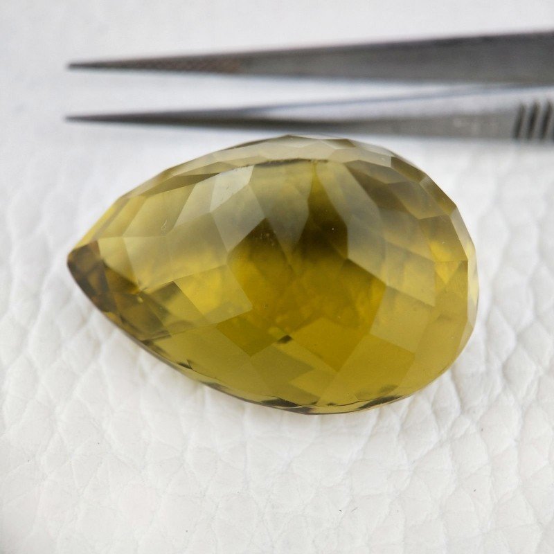 Topazio Limone Idrotermale Taglio Goccia Sfaccettata a Mano Gemma Sciolta 32X24X18mm 73,45 Carati 1pz