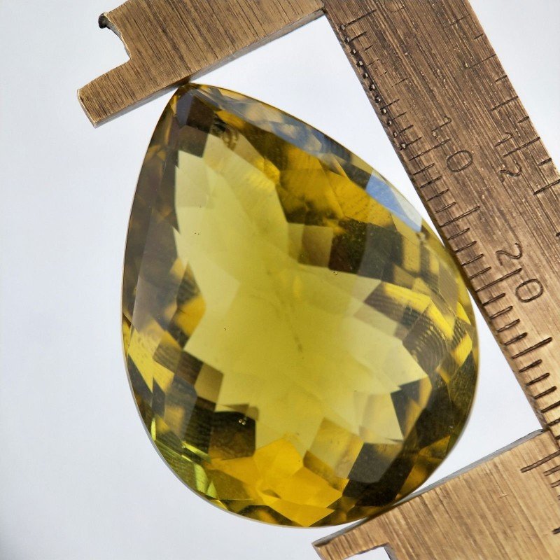 Topazio Limone Idrotermale Taglio Goccia Sfaccettata a Mano Gemma Sciolta 32X24X18mm 73,45 Carati 1pz