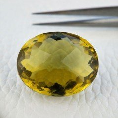 Topazio Limone Idrotermale Taglio Ovale Sfaccettata a Mano Gemma Sciolta 28X23X16mm 68,30 Carati 1pz
