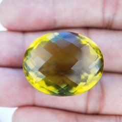 Topazio Limone Idrotermale Taglio Ovale Sfaccettata a Mano Gemma Sciolta 28X23X16mm 68,30 Carati 1pz