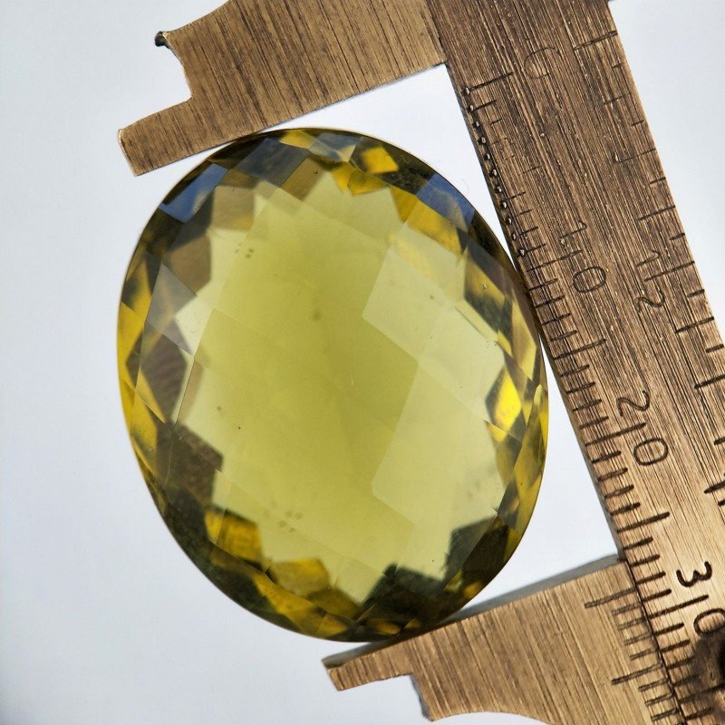 Topazio Limone Idrotermale Taglio Ovale Sfaccettata a Mano Gemma Sciolta 28X23X16mm 68,30 Carati 1pz