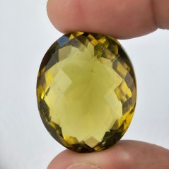 Topazio Limone Idrotermale Taglio Ovale Sfaccettata a Mano Gemma Sciolta 28X23X16mm 68,30 Carati 1pz