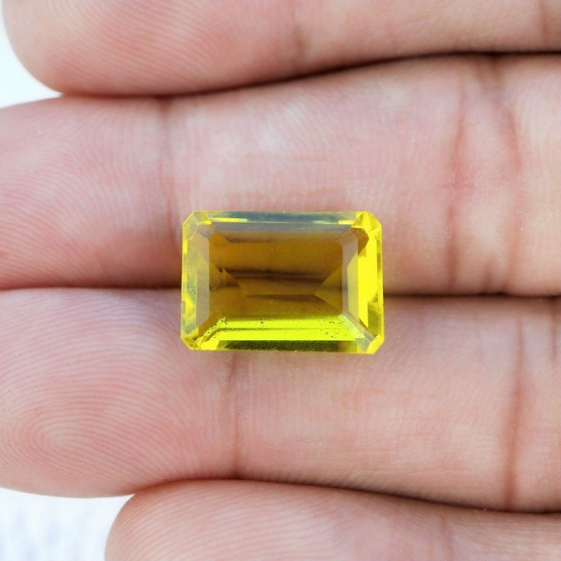 Quarzo Limone Idrotermale Taglio Smeraldo Ottagono Sfaccettata a Mano Gemma Sciolta 14X10X6mm 8,10 Carati 1pz