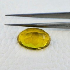 Quarzo Limone Idrotermale Taglio Ovale Sfaccettata a Mano Gemma Sciolta 18X13X8mm 12,15 Carati 1pz