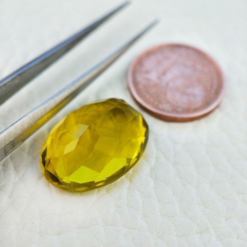 Quarzo Limone Idrotermale Taglio Ovale Sfaccettata a Mano Gemma Sciolta 18X13X8mm 12,15 Carati 1pz