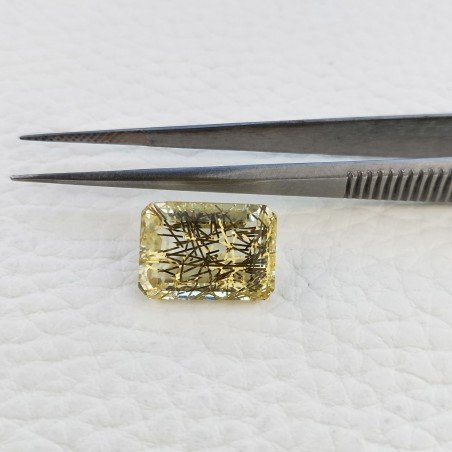 Quarzo Rutilato Idrotermale Taglio Smeraldo Ottagono Sfaccettata a Mano Gemma Sciolta 14X10X7mm 7,90 Carati 1pz