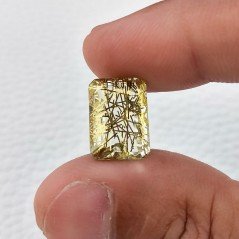 Quarzo Rutilato Idrotermale Taglio Smeraldo Ottagono Sfaccettata a Mano Gemma Sciolta 14X10X7mm 7,90 Carati 1pz