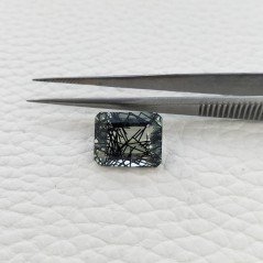 Quarzo Rutilato Idrotermale Taglio Smeraldo Ottagono Sfaccettata a Mano Gemma Sciolta 14X11X7mm 8,20 Carati 1pz