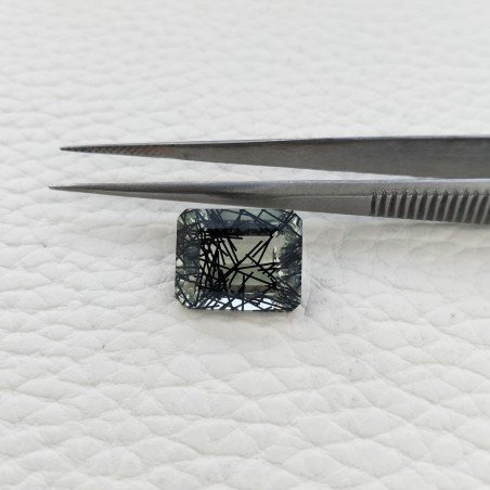 Quarzo Rutilato Idrotermale Taglio Smeraldo Ottagono Sfaccettata a Mano Gemma Sciolta 14X11X7mm 8,20 Carati 1pz