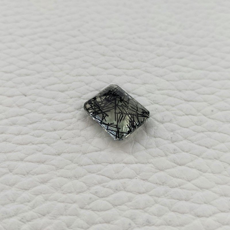Quarzo Rutilato Idrotermale Taglio Smeraldo Ottagono Sfaccettata a Mano Gemma Sciolta 14X11X7mm 8,20 Carati 1pz