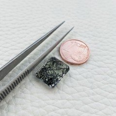 Quarzo Rutilato Idrotermale Taglio Smeraldo Ottagono Sfaccettata a Mano Gemma Sciolta 14X11X7mm 8,20 Carati 1pz