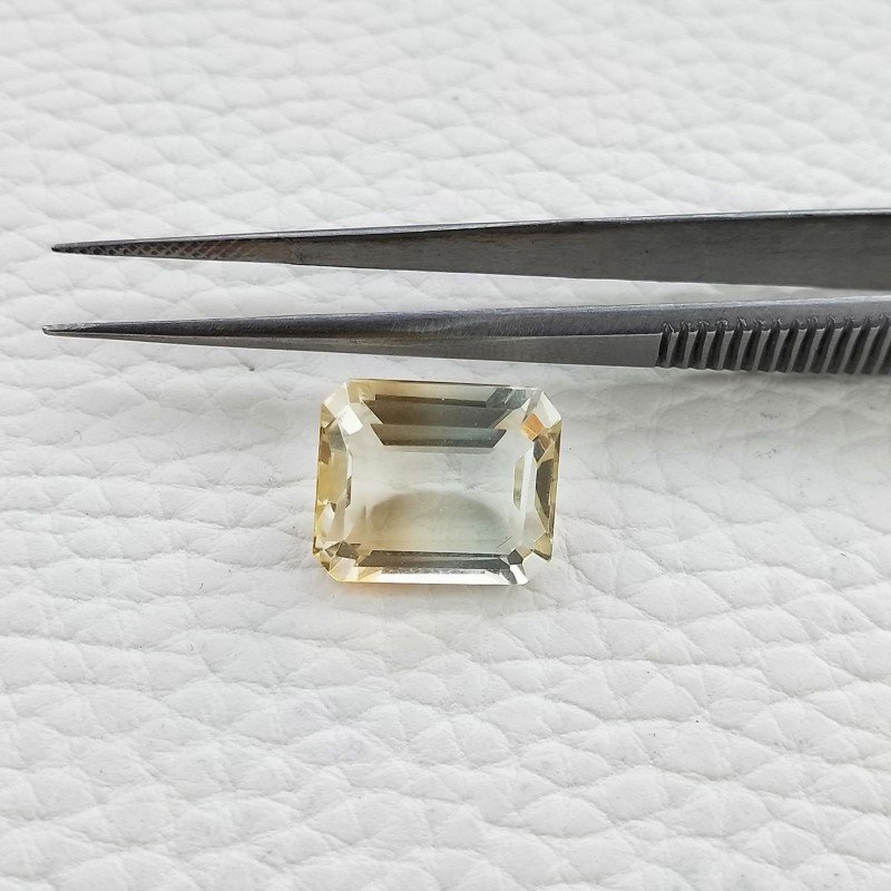 Quarzo Bicolore Idrotermale Taglio Smeraldo Ottagono Sfaccettata a Mano Gemma Sciolta 14X12X8mm 10,65 Carati 1pz