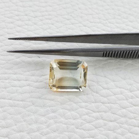 Quarzo Bicolore Idrotermale Taglio Smeraldo Ottagono Sfaccettata a Mano Gemma Sciolta 14X12X8mm 10,65 Carati 1pz