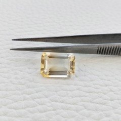 Quarzo Bicolore Idrotermale Taglio Smeraldo Ottagono Sfaccettata a Mano Gemma Sciolta 14X10X7mm 7,10 Carati 1pz