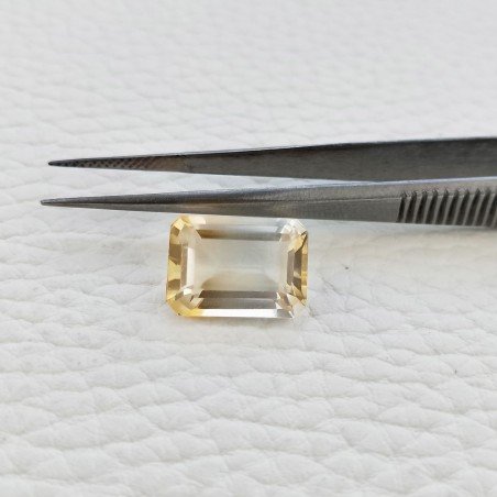 Quarzo Bicolore Idrotermale Taglio Smeraldo Ottagono Sfaccettata a Mano Gemma Sciolta 14X10X7mm 7,10 Carati 1pz
