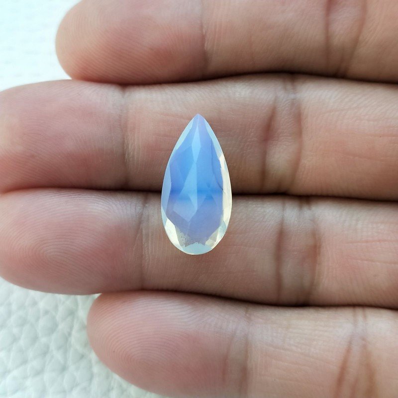 Opale Idrotermale Taglio Goccia Sfaccettata a Mano Gemma Sciolta 19X10X6mm 7,00 Carati 1pz