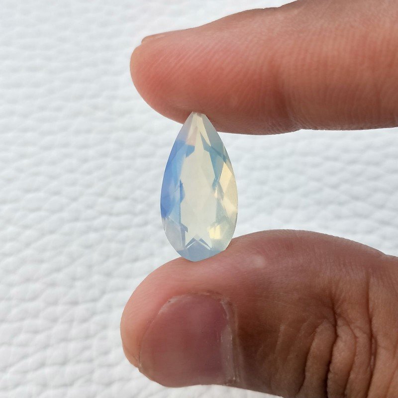 Opale Idrotermale Taglio Goccia Sfaccettata a Mano Gemma Sciolta 19X10X6mm 7,00 Carati 1pz