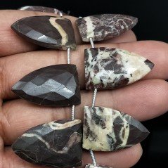 Diaspro Zebrato Naturale Perline Forma Punta Piatto Foro Laterale Sfaccettato A Mano
