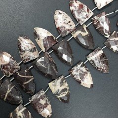 Diaspro Zebrato Naturale Perline Forma Punta Piatto Foro Laterale Sfaccettato A Mano