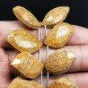 Diaspro Coquina Naturale Perline Forma Foglia Sfaccettata a Mano Piatto Foro Laterale