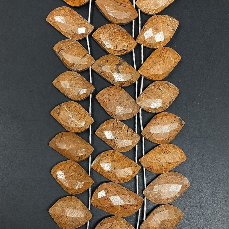 Diaspro Coquina Naturale Perline Forma Foglia Sfaccettata a Mano Piatto Foro Laterale